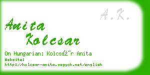 anita kolcsar business card